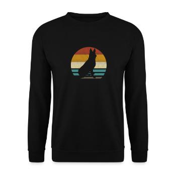Deutscher Schäferhund Retro vintage - Unisex Pullover - Schwarz - Vorne - Alina (178cm) & Michal (187cm)