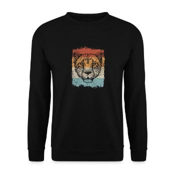 Cheetah big cat retro vintage gift - Unisex Sweatshirt - black - Front - Alina (178cm) & Michal (187cm)