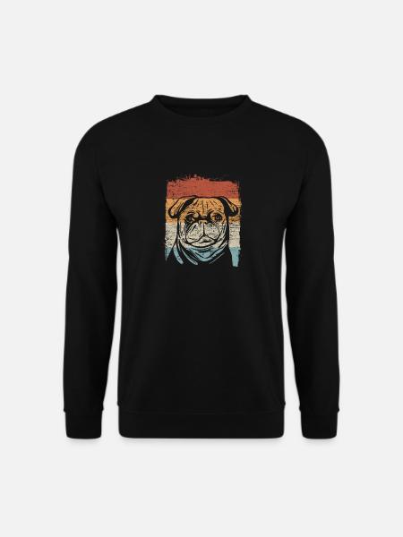 Pug Mops Retro - Unisex Pullover - Schwarz
