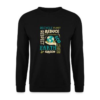 Earth Day Recycle Planet Reduzieren Sie nachhaltig - Unisex Pullover - Schwarz - Vorne - Alina (178cm) & Michal (187cm)