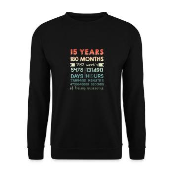 15 Years Of Being Awesome - Unisex Sweatshirt - black - Front - Alina (178cm) & Michal (187cm)