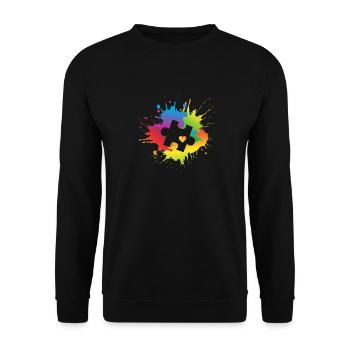 Autismus-Bewusstseins-Puzzleteil Bunter Regenbogen - Unisex Pullover - Schwarz - Vorne - Alina (178cm) & Michal (187cm)