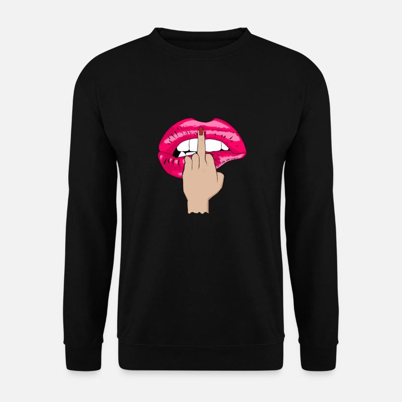 mittelfinger kussmund pink - Unisex Pullover - Schwarz