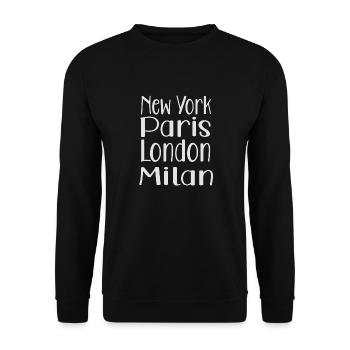 New York Paris london milan - Unisex Pullover - Schwarz - Vorne - Alina (178cm) & Michal (187cm)