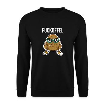 Fuckoffel Lustiges Kartoffel Geschenk - Unisex Pullover - Schwarz - Vorne - Alina (178cm) & Michal (187cm)