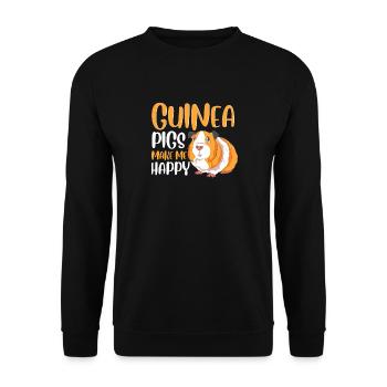 Meerschweinchen machen mich glücklich Entzückendes Haustier Meerschweinchen - Unisex Pullover - Schwarz - Vorne - Alina (178cm) & Michal (187cm)