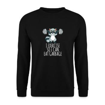 Je fais de l'exercice pour manger du panda poubelle - Sweat-shirt Unisexe - noir - Devant - Alina (178cm) & Michal (187cm)
