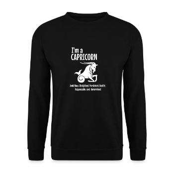 Je suis un capricorne - Sweat-shirt Unisexe - noir - Devant - Alina (178cm) & Michal (187cm)