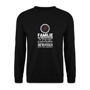 Familien Spruch Zusammenhalt - Unisex Pullover - Schwarz - Vorne - Alina (178cm) & Michal (187cm)
