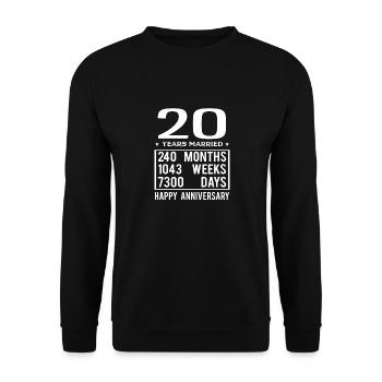 20 Years Married - Happy Wedding Anniversary - Unisex Sweatshirt - black - Front - Alina (178cm) & Michal (187cm)