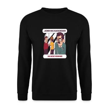 Niemand mag Klugscheisser - Unisex Pullover - Schwarz - Vorne - Alina (178cm) & Michal (187cm)