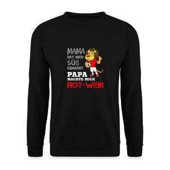 Rot-Weiß Fußball Verein Löwe Geschenk Rot Weiss - Unisex Pullover - Schwarz - Vorne - Alina (178cm) & Michal (187cm)