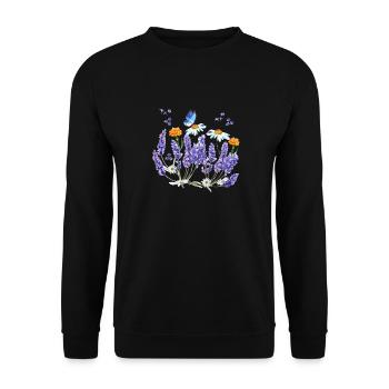 Lavender Wildflower Butterfly Daisy Flower Botanic - Unisex Pullover - Schwarz - Vorne - Alina (178cm) & Michal (187cm)