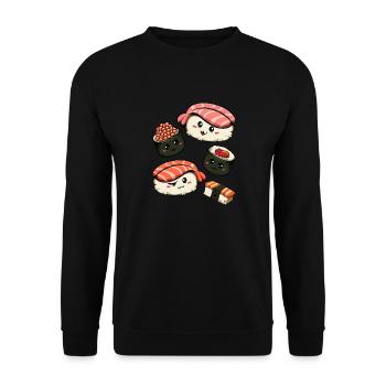Kawaii sushi lovers - Unisex Sweatshirt - black - Front - Alina (178cm) & Michal (187cm)