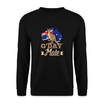 Kangaroo Australian Flag G'Day Mate - Hello - Unisex Sweatshirt - black - Front - Alina (178cm) & Michal (187cm)