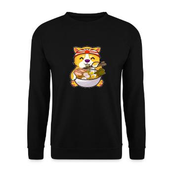 Kawaii Hund Ramen Bowl Lustige Anime Nudeln Welpen - Unisex Pullover - Schwarz - Vorne - Alina (178cm) & Michal (187cm)