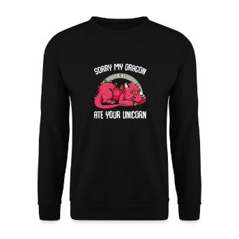 My Dragon Ate Your Unicorn dragon unicorn gift - Unisex Sweatshirt - black - Front - Alina (178cm) & Michal (187cm)