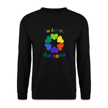 Ich bin autistisch bedeutet, ich bin großartig, bunter Autismus - Unisex Pullover - Schwarz - Vorne - Alina (178cm) & Michal (187cm)