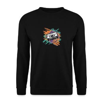Casette Tape Old School Vintage Retro cool - Unisex Pullover - Schwarz - Vorne - Alina (178cm) & Michal (187cm)