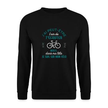 dans me tete velo - Sweat-shirt Unisexe - noir - Devant - Alina (178cm) & Michal (187cm)
