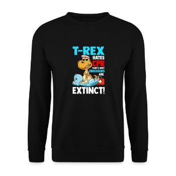 Krankenschwester Krankenhaus Dinosaurier lustig - Unisex Pullover - Schwarz - Vorne - Alina (178cm) & Michal (187cm)