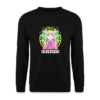 Anime Japanese Girl Manga Excited Face Cute Otaku - Unisex Sweatshirt - black - Front - Alina (178cm) & Michal (187cm)