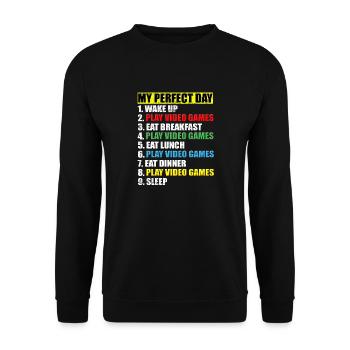 My Perfect Day Gamer Teenage Player Video Game L - Unisex Sweatshirt - black - Front - Alina (178cm) & Michal (187cm)