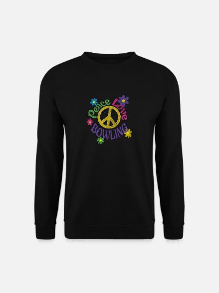 Peace Love Bowling - Flower Power Hippie Design - Unisex Pullover - Schwarz