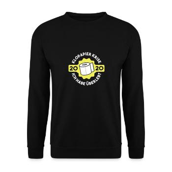 Klopapier Krise 2020 Ich habe überlebt - Unisex Pullover - Schwarz - Vorne - Alina (178cm) & Michal (187cm)
