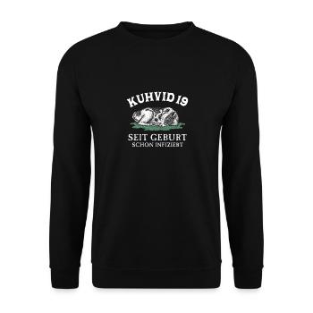 Corona Covid Kuh Landwirtschaft - Unisex Pullover - Schwarz - Vorne - Alina (178cm) & Michal (187cm)