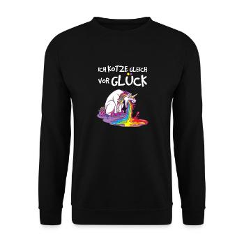 Ich kotze gleich vor Glück - Unisex Pullover - Schwarz - Vorne - Alina (178cm) & Michal (187cm)