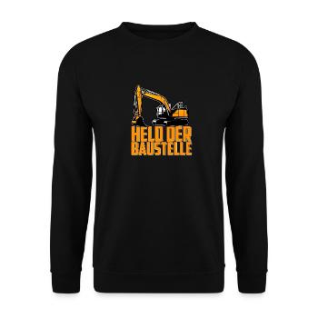 Held der Baustelle Bagger Baggerfahrer - Unisex Pullover - Schwarz - Vorne - Alina (178cm) & Michal (187cm)