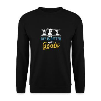 Chèvre - La vie est meilleure avec la chèvre de chèvre - Sweat-shirt Unisexe - noir - Devant - Alina (178cm) & Michal (187cm)
