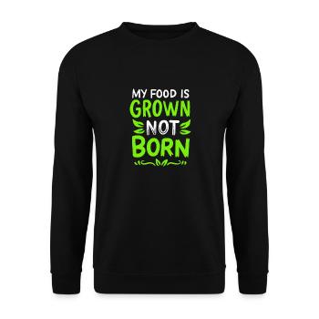 Vegetarier mein Essen ist gewachsen nicht geboren - Unisex Pullover - Schwarz - Vorne - Alina (178cm) & Michal (187cm)