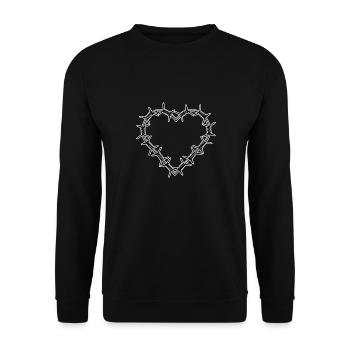 Heart made of barbed wire 2 white border - Unisex Sweatshirt - black - Front - Alina (178cm) & Michal (187cm)