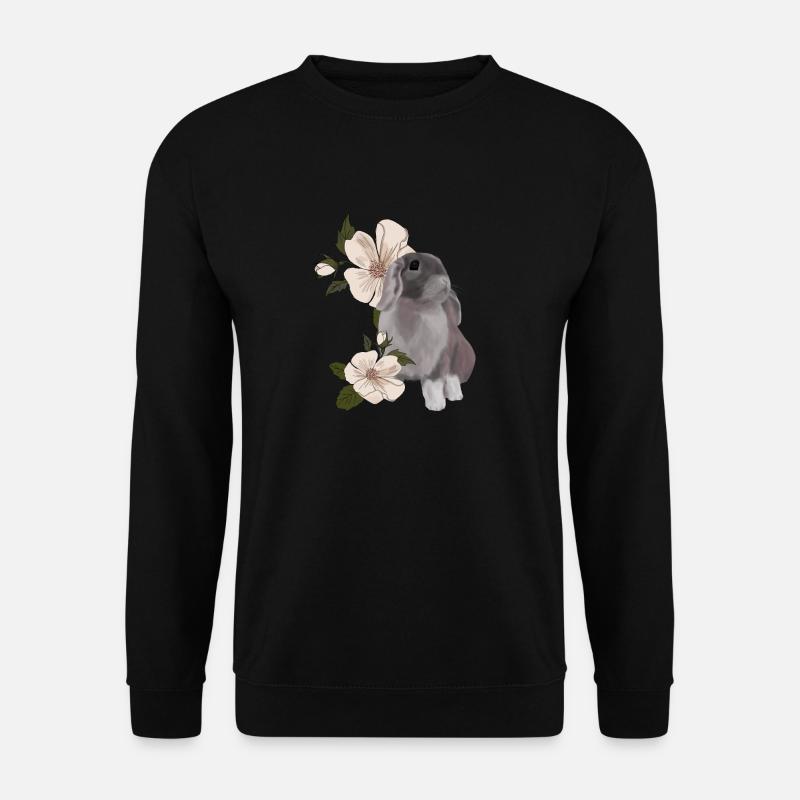Lapin et fleur - Sweat-shirt Unisexe - noir