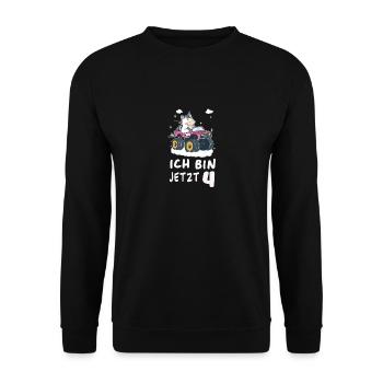 Kindergeburtstag 4. 4 Jahre Alt - Unisex Pullover - Schwarz - Vorne - Alina (178cm) & Michal (187cm)