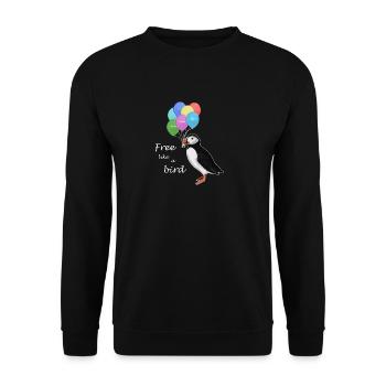 Puffin Free Like A Birds Bird Drawing - Unisex Sweatshirt - black - Front - Alina (178cm) & Michal (187cm)