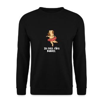 Süßer Mops ist zu fett fürs Ballett Tutu Röckchen - Unisex Pullover - Schwarz - Vorne - Alina (178cm) & Michal (187cm)