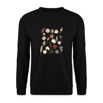 Vintage Boho Botanic Wildflower Flower Nature Love - Unisex Pullover - Schwarz - Vorne - Alina (178cm) & Michal (187cm)
