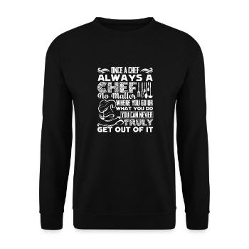 Koch einmal ein Koch Immer ein Koch - Unisex Pullover - Schwarz - Vorne - Alina (178cm) & Michal (187cm)