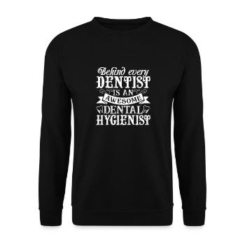 Dentalhygienikerin Stolze Dentalhygienikerin - Unisex Pullover - Schwarz - Vorne - Alina (178cm) & Michal (187cm)