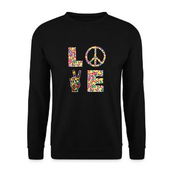 Love PEACE sign - Peace for the world Lvoe - Unisex Sweatshirt - black - Front - Alina (178cm) & Michal (187cm)