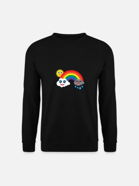 Wolken lachen und weinen mit Sonne im Regenbogen - Unisex Pullover - Schwarz