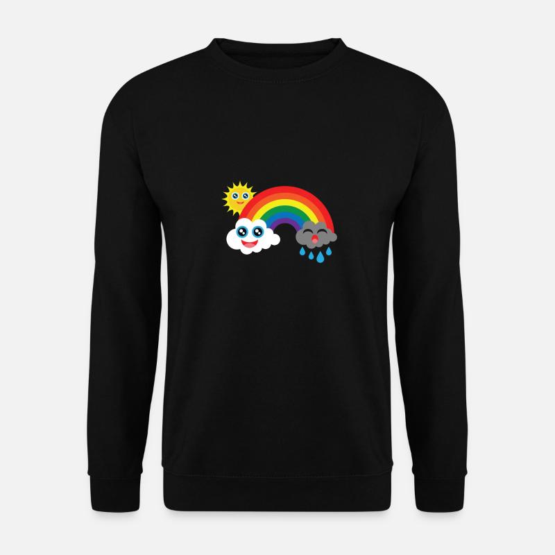 Wolken lachen und weinen mit Sonne im Regenbogen - Unisex Pullover - Schwarz