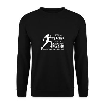Marathon runner TShirt for the running teacher - Unisex Sweatshirt - black - Front - Alina (178cm) & Michal (187cm)
