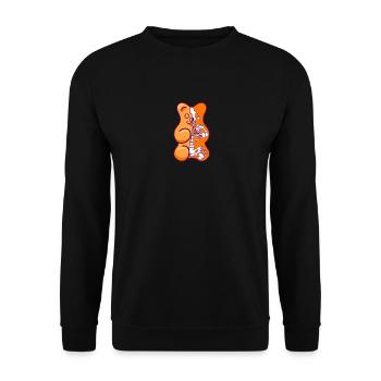 Orange Gummibärchen Anatomie - Unisex Pullover - Schwarz - Vorne - Alina (178cm) & Michal (187cm)