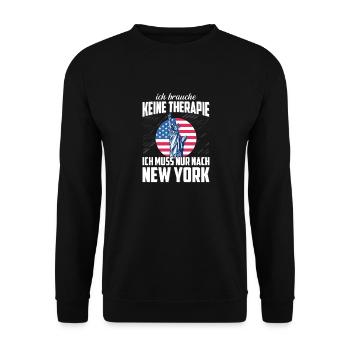 New York Reise Urlaub Therapie USA Geschenk - Unisex Pullover - Schwarz - Vorne - Alina (178cm) & Michal (187cm)