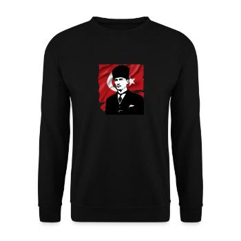 Mustafa Kemal Ataturk père de Turquie - Sweat-shirt Unisexe - noir - Devant - Alina (178cm) & Michal (187cm)
