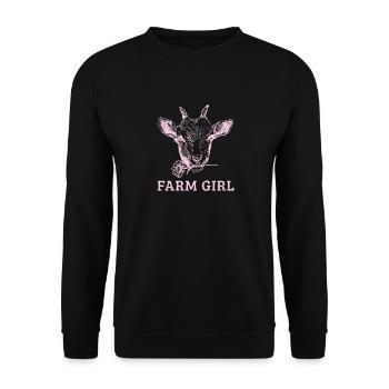 FARMGIRL Bauernhof Bauer Bäuerin Mädchen - Unisex Pullover - Schwarz - Vorne - Alina (178cm) & Michal (187cm)